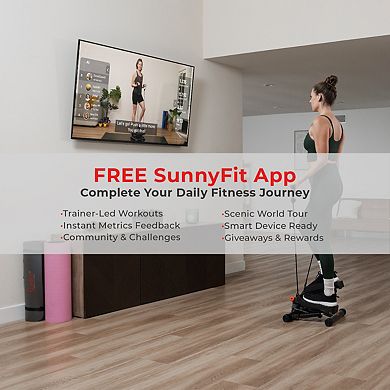 Sunny Health & Fitness Smart Twist Stepper with Resistance Bands