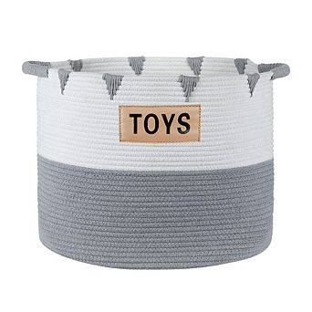 Midlee White & Grey Triangle Toys Basket