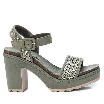 Women's Heeled Suede Sandals By XTI, Green 7978703