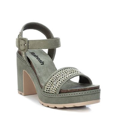 Women's Heeled Suede Sandals By XTI, Green 7978703