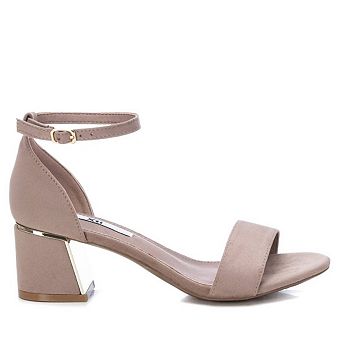 Women's Heeled Suede Sandals BR By XTI, Beige 4562605