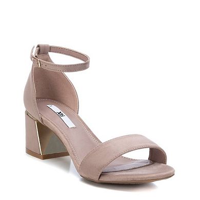 Women's Heeled Suede Sandals BR By XTI, Beige 4562605