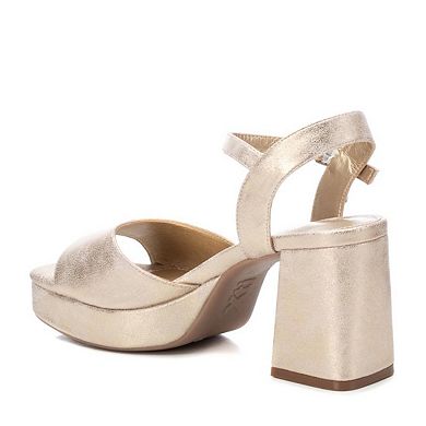 Women's Gold Heeled Platform Sandals By XTI 14147104