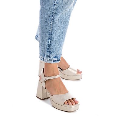 Women's Gold Heeled Platform Sandals By XTI 14147104