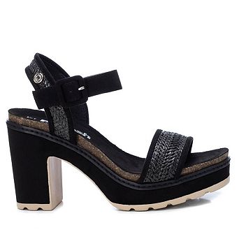 Women's Heeled Suede Sandals By XTI, Black 79787black