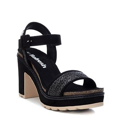 Women's Heeled Suede Sandals By XTI, Black 79787black