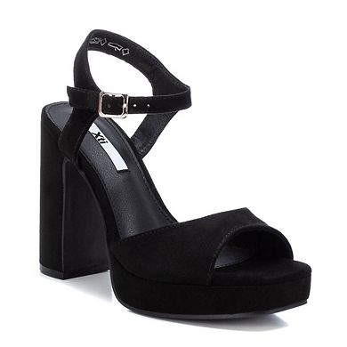 Women's Heel Suede Sandals By XTI, Black 4529104