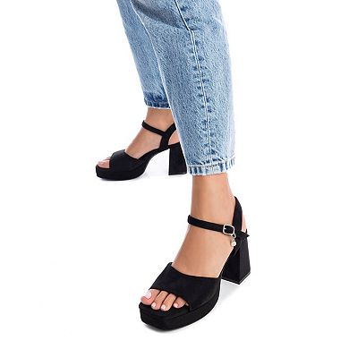 Women's Heeled Suede Sandals With Platform By XTI, Black 14147101