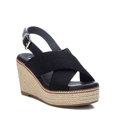 Women's Jute Wedge Sandals By XTI, Black 4236603