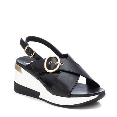 Women's Wedge Cross Strap Sandals By XTI, Black 14140906