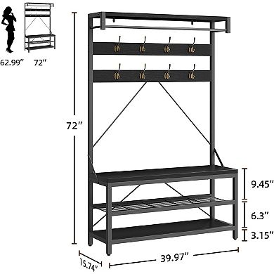 Hallway coat rack shoe bench