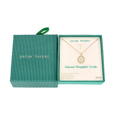 Paige Harper Mother of Pearl Disc & Cubic Zirconia Border Initial