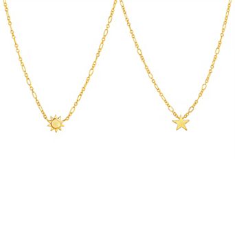 Paige Harper 14k Gold Plated Star & Sun Necklace Duo Set