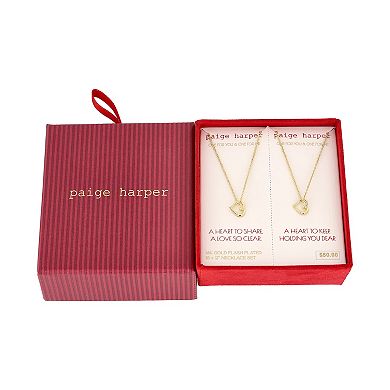 Paige Harper 14k Gold Plated Open Heart Necklace Duo Set