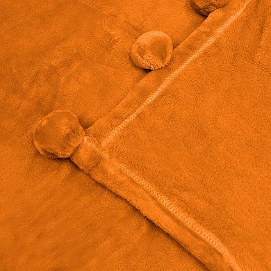 Home Soft Things Pom Pom Fleece Throw Blanket