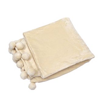 Home Soft Things Pom Pom Fleece Throw Blanket