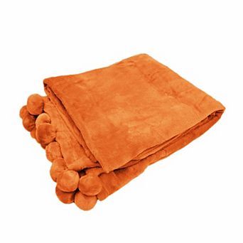 Home Soft Things Pom Pom Fleece Throw Blanket