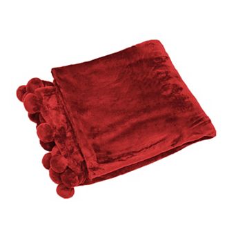 Home Soft Things Pom Pom Fleece Throw Blanket