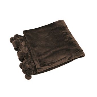 Home Soft Things Pom Pom Fleece Throw Blanket