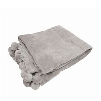 Home Soft Things Pom Pom Fleece Throw Blanket