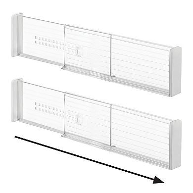iDesign Set of 2 Plastic Adjustable Deep Drawer Dividers