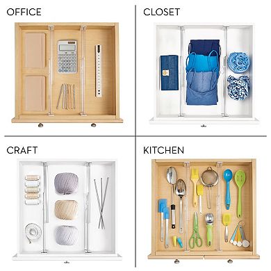iDesign Set of 2 Plastic Adjustable Deep Drawer Dividers
