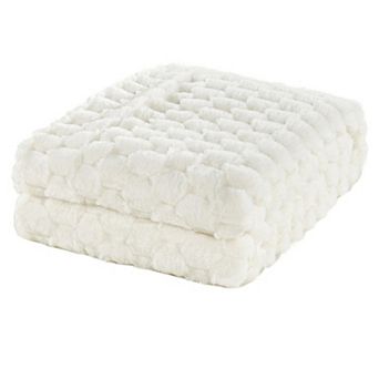 Home Soft Things Jacquard Hexagon Textured Faux Fur Throw Blanket