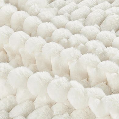 Home Soft Things Jacquard Hexagon Textured Faux Fur Throw Blanket