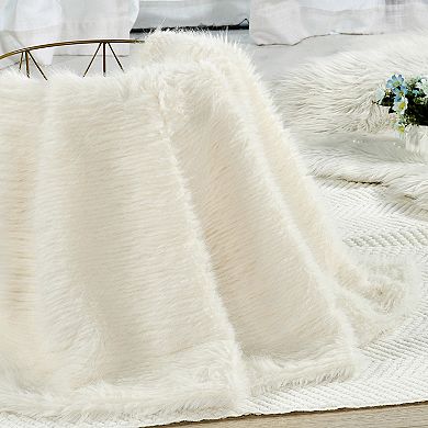 Home Soft Things Pinstripe Textured Faux Fur Throw Blanket