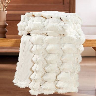 Home Soft Things Bubble Faux Fur Throw Blanket