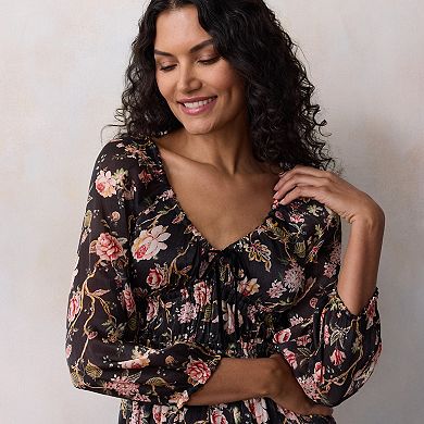 Petite LC Lauren Conrad Shirred Bodice Midi Dress