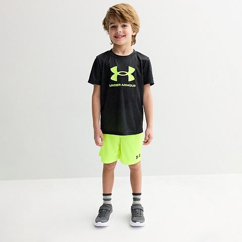 Boys 4-8 Under Armour Printed Tech 2 pc Short Sleeve Tee & Shorts Set
