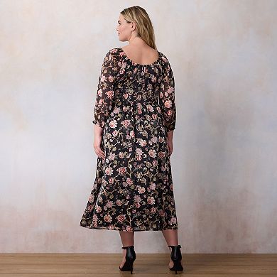 Women's Plus LC Lauren Conrad Shirred Bodice Midi Dress