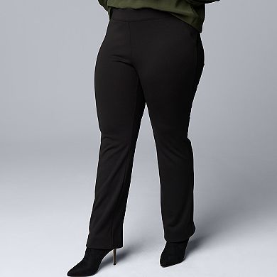 Plus Size Simply Vera Vera Wang Mid Rise Pull On Ponte Bootcut Pants
