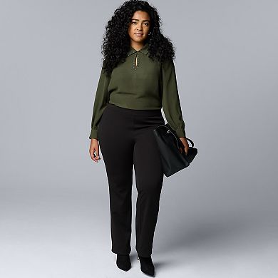 Plus Size Simply Vera Vera Wang Mid Rise Pull On Ponte Bootcut Pants