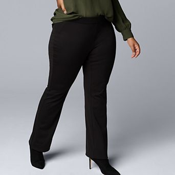 Plus Size Simply Vera Vera Wang Mid Rise Pull On Ponte Bootcut Pants
