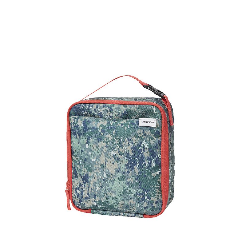 Kids Lands' End Insulated EZ Wipe Printed Lunch Box, Dusty Green Camo