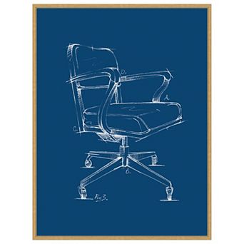 Office Chair Blueprint I by Ethan Harper Framed Canvas Wall Art Print