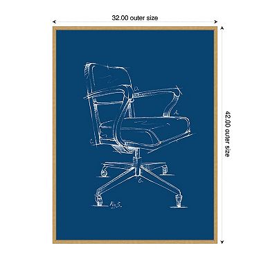 Office Chair Blueprint I by Ethan Harper Framed Canvas Wall Art Print