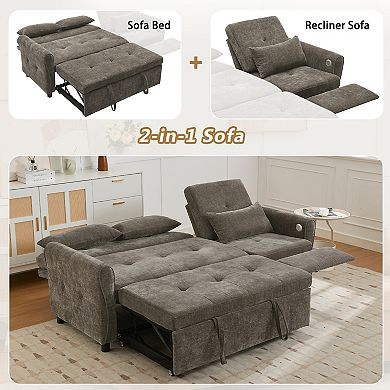 Merax 2-in-1 Sofa 82" Three-seater Sofa with a Sofa Bed and a Reversible Recliner Sofa