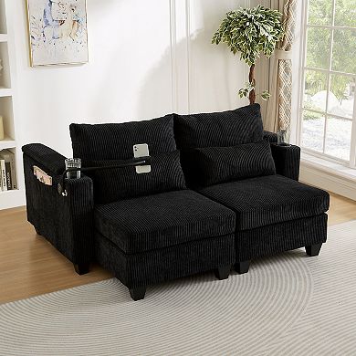 Merax Convertible Chaise Lounge 63" Loveseat Sofa