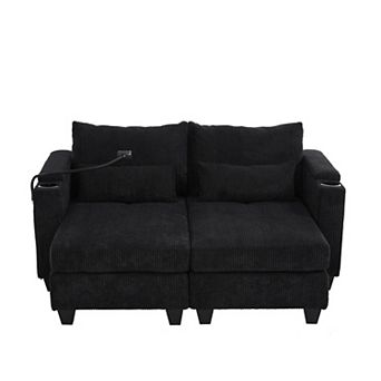 Merax Convertible Chaise Lounge 63" Loveseat Sofa