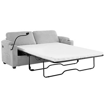 Merax 72.8" Corduroy Sleeper Sofa Loveseat Sofa with Full Size Mattress