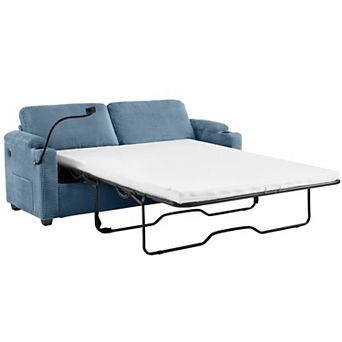 Merax 72.8" Corduroy Sleeper Sofa Loveseat Sofa with Full Size Mattress