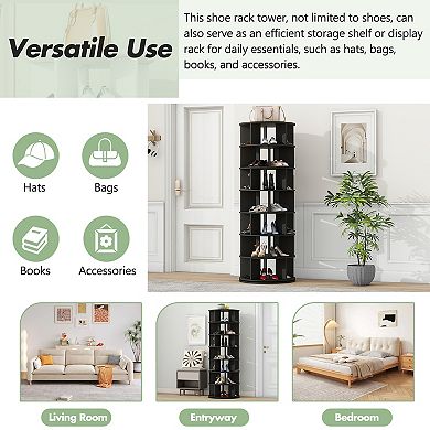 Merax Rotating Shoe Rack Tower，360° Revolving Shoe Carousel Closet Organizer