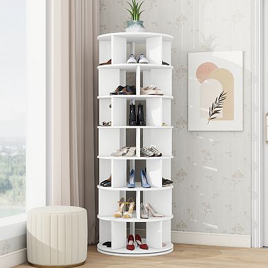 Merax Rotating Shoe Rack Tower，360° Revolving Shoe Carousel Closet Organizer
