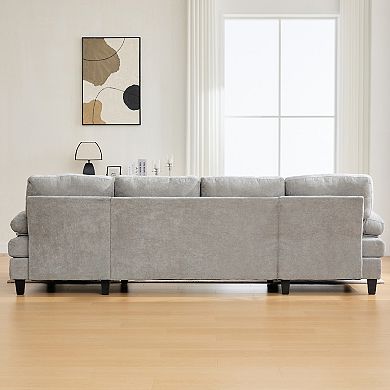 Merax U-shaped Sectional Sofa 103.5" Chenille Fabric Couch
