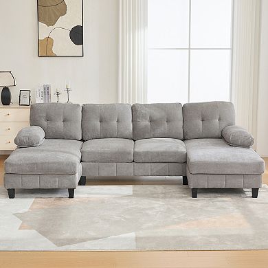 Merax U-shaped Sectional Sofa 103.5" Chenille Fabric Couch