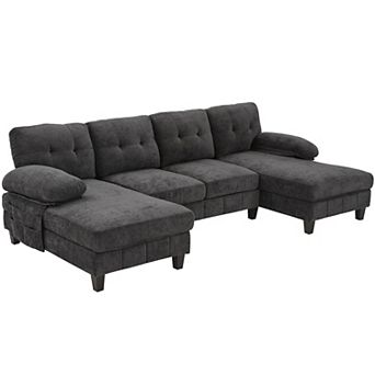 Merax U-shaped Sectional Sofa 103.5" Chenille Fabric Couch