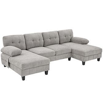 Merax U-shaped Sectional Sofa 103.5" Chenille Fabric Couch
